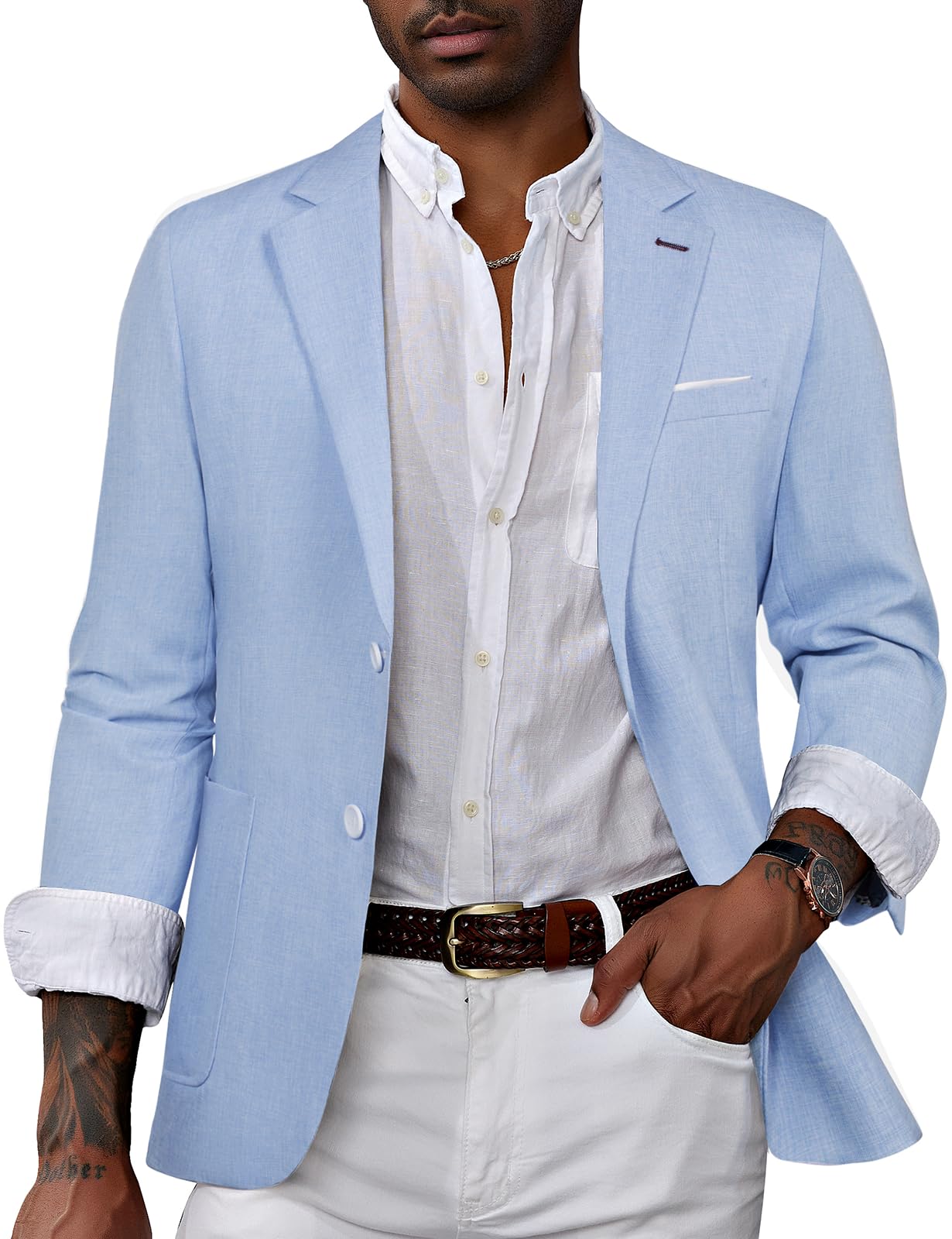 PJ PAUL JONES Mens Casual Sport Coat Blazer Two Buttons Lightweight Business Jackets